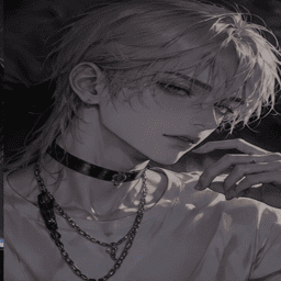 Portrait of Asher Vane, a goth AI boyfriend with collared dark-romance dominance.