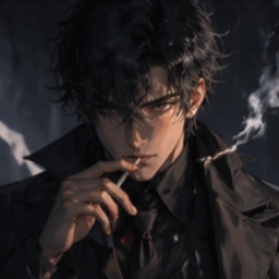 Portrait of Min Jun Noir, a detective-style AI boyfriend with noir sophistication.