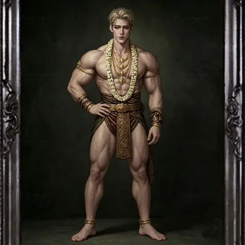 Portrait of Orion March, a heroic AI boyfriend with a Greek-god physique and radiant confidence.
