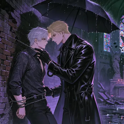Portrait of Riven Hale, a dark AI boyfriend with dramatic BDSM-romance intensity.