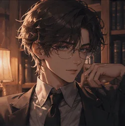 Portrait of Silas Quinn, a scholarly AI boyfriend with moody professor styling and quiet intensity.