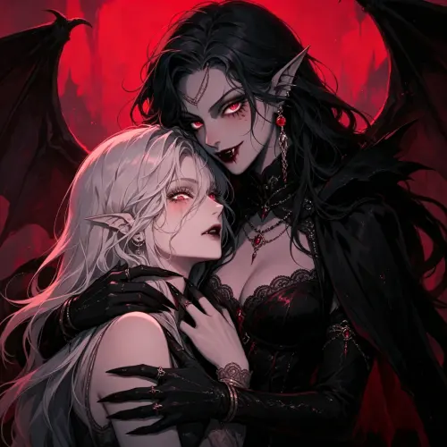 Portrait of Selene Voss, a dark vampire romance AI girlfriend with gothic elegance.